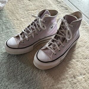 Women’s Lilac Purple Converse high top platform shoes